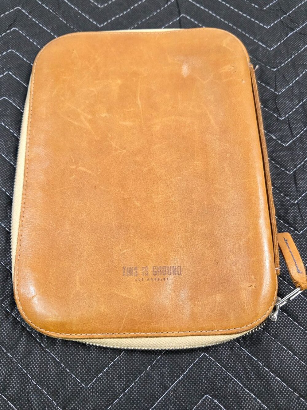 This Is Ground Tan Leather Travel Organizer Bag